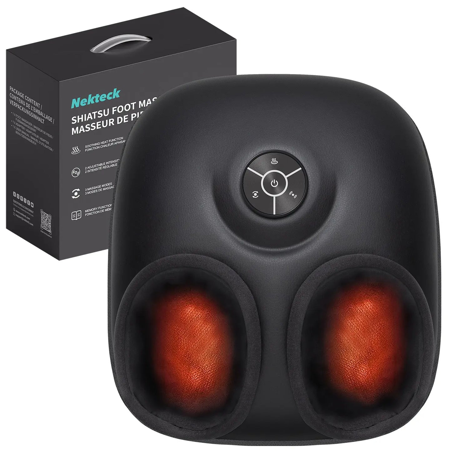 Nekteck Heated Shiatsu Foot Massager – Deep Kneading Massage, Air Compression Therapy, Enhances Circulation & Relieves Foot Fatigue