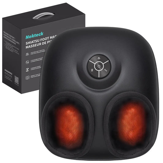 Nekteck Heated Shiatsu Foot Massager – Deep Kneading Massage, Air Compression Therapy, Enhances Circulation & Relieves Foot Fatigue