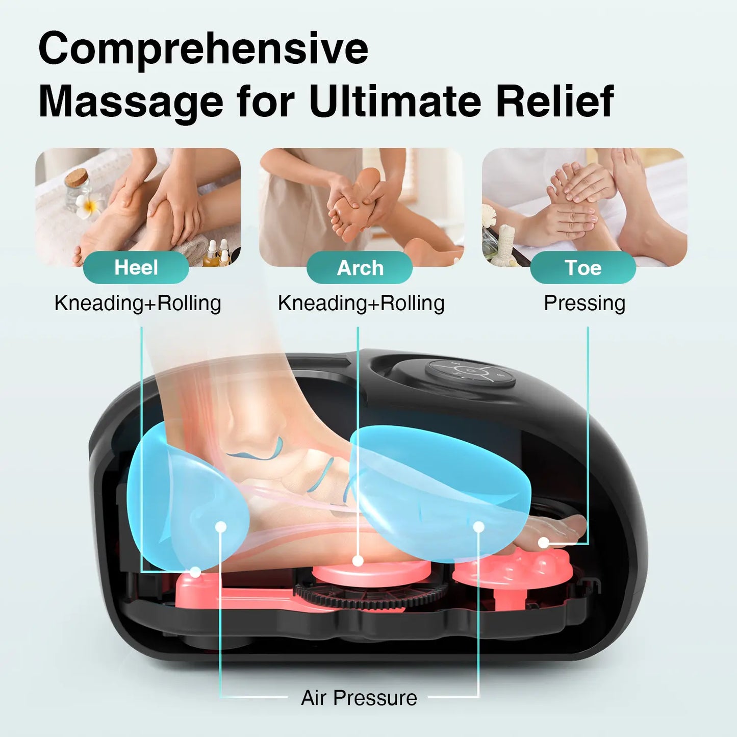 Nekteck Heated Shiatsu Foot Massager – Deep Kneading Massage, Air Compression Therapy, Enhances Circulation & Relieves Foot Fatigue