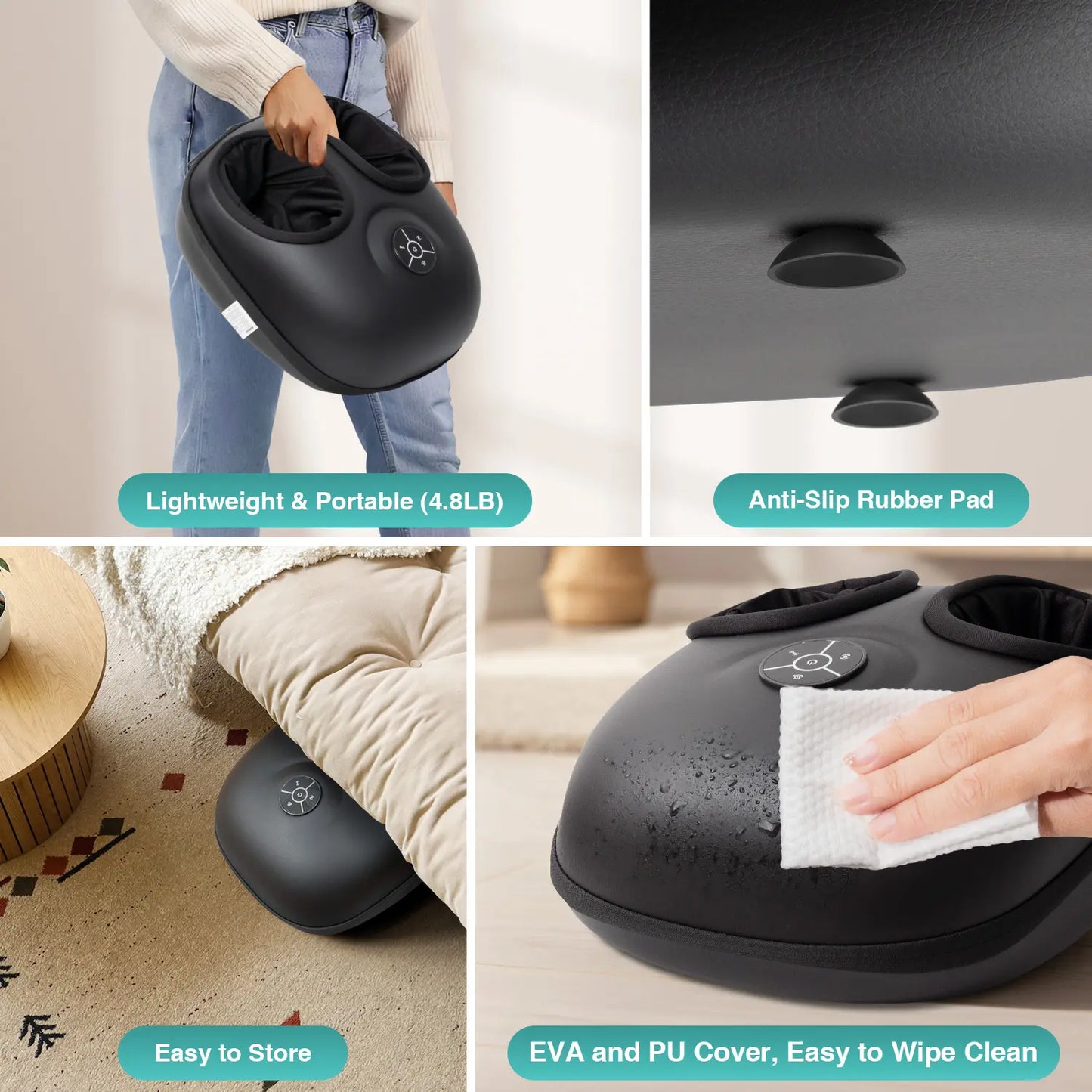 Nekteck Heated Shiatsu Foot Massager – Deep Kneading Massage, Air Compression Therapy, Enhances Circulation & Relieves Foot Fatigue