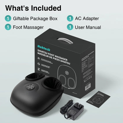 Nekteck Heated Shiatsu Foot Massager – Deep Kneading Massage, Air Compression Therapy, Enhances Circulation & Relieves Foot Fatigue
