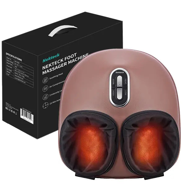 Nekteck Heated Shiatsu Foot Massager – Deep Kneading Massage, Air Compression Therapy, Enhances Circulation & Relieves Foot Fatigue