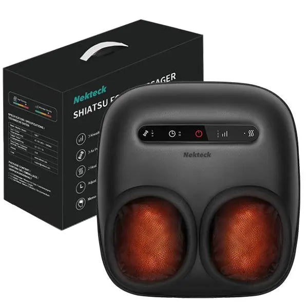 Nekteck Heated Shiatsu Foot Massager – Deep Kneading Massage, Air Compression Therapy, Enhances Circulation & Relieves Foot Fatigue