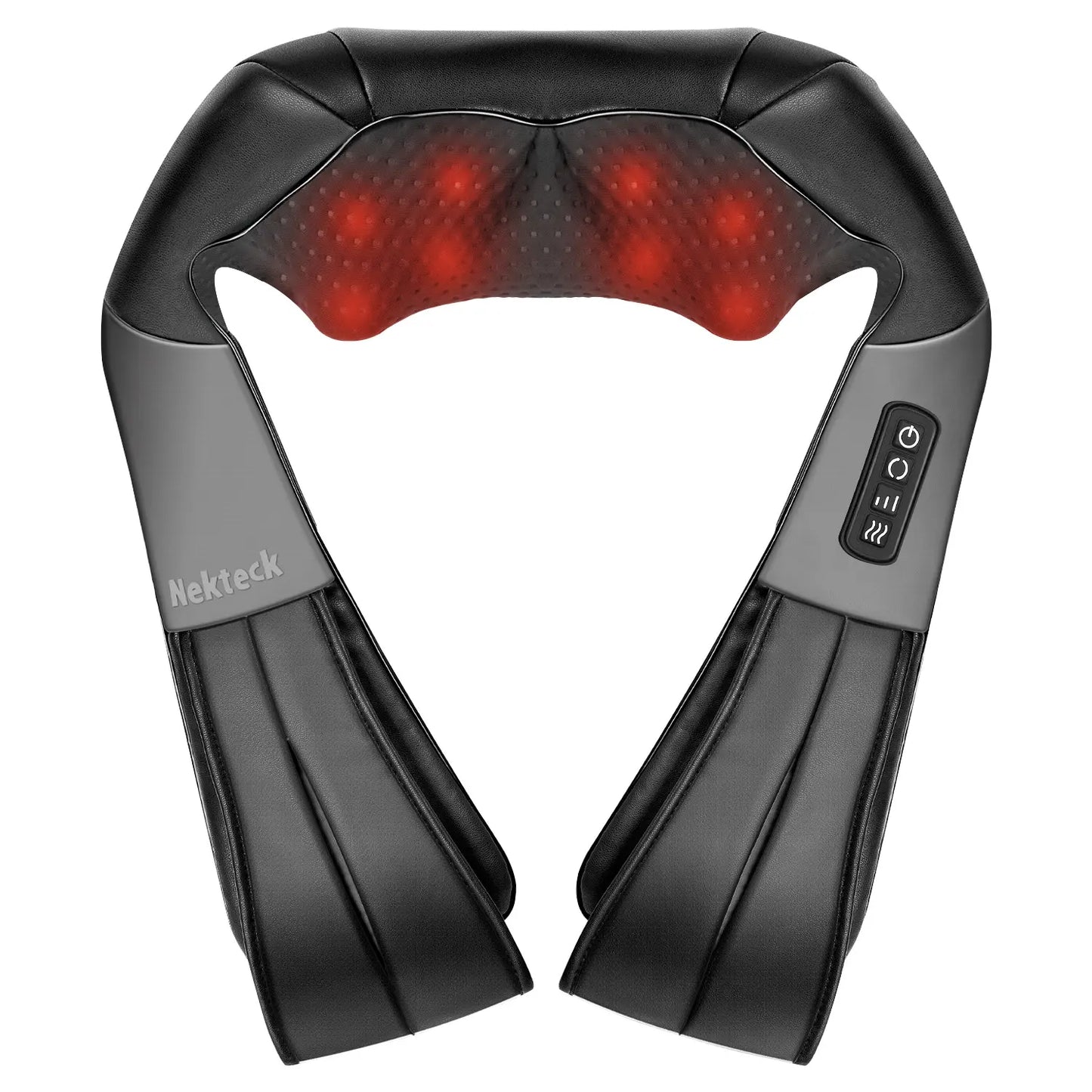 Ergonomic Shiatsu Neck & Back Massager with Heat – 8 Deep-Kneading Massage Nodes, Electric Muscle Relief for Neck, Shoulder & Body, Portable 12V, Black
