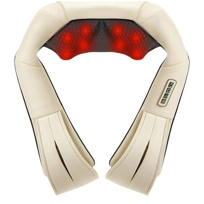 Ergonomic Shiatsu Neck & Back Massager with Heat – 8 Deep-Kneading Massage Nodes, Electric Muscle Relief for Neck, Shoulder & Body, Portable 12V, Black