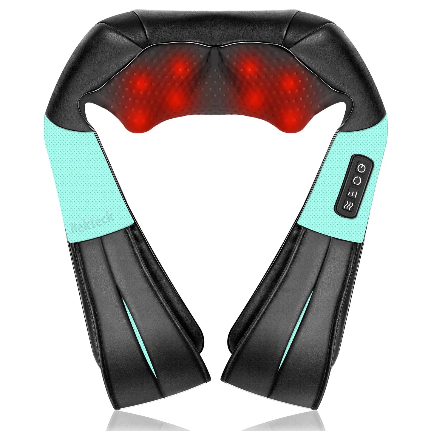 Ergonomic Shiatsu Neck & Back Massager with Heat – 8 Deep-Kneading Massage Nodes, Electric Muscle Relief for Neck, Shoulder & Body, Portable 12V, Black