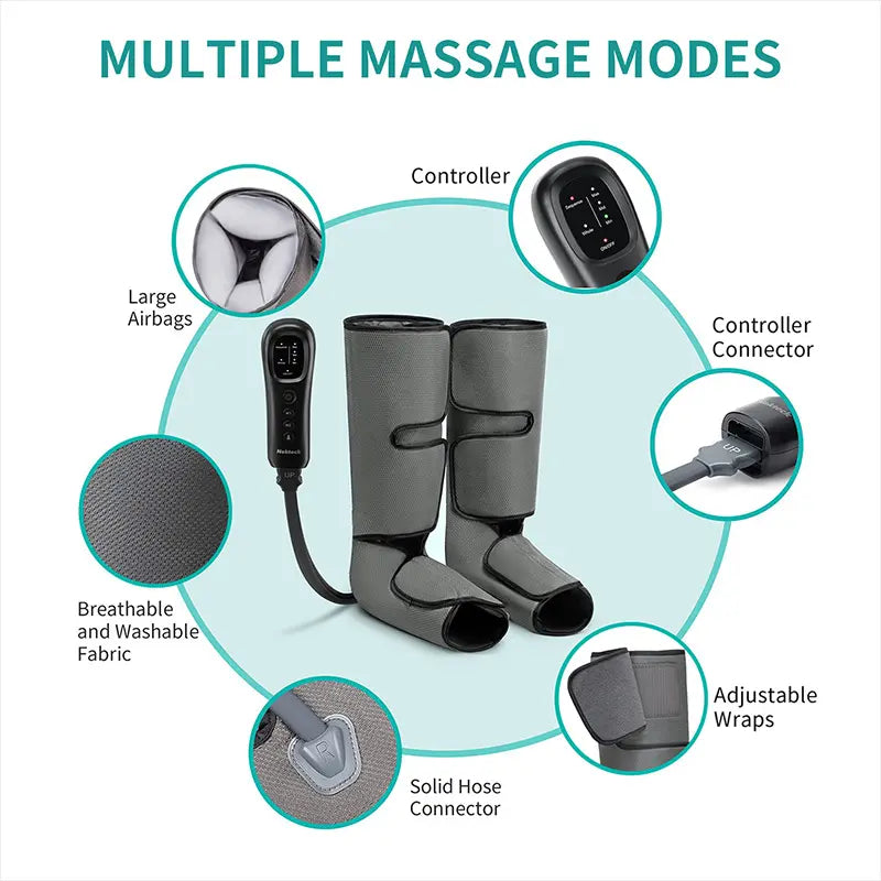 Nekteck Leg Massager with Air Compression – 3 Adjustable Massage Levels, Auto Shut-Off, Foot & Calf Relaxation