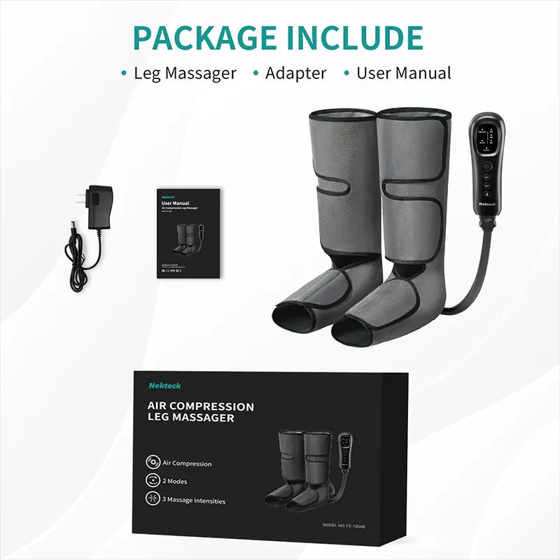 Nekteck Leg Massager with Air Compression – 3 Adjustable Massage Levels, Auto Shut-Off, Foot & Calf Relaxation