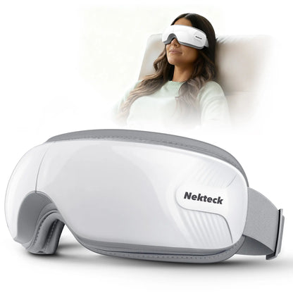 Nekteck Heated Eye Massager with Bluetooth – Comfort Eye Mask, 5 Massage Modes, Auto-Off, Relaxation Gift for Men & Women