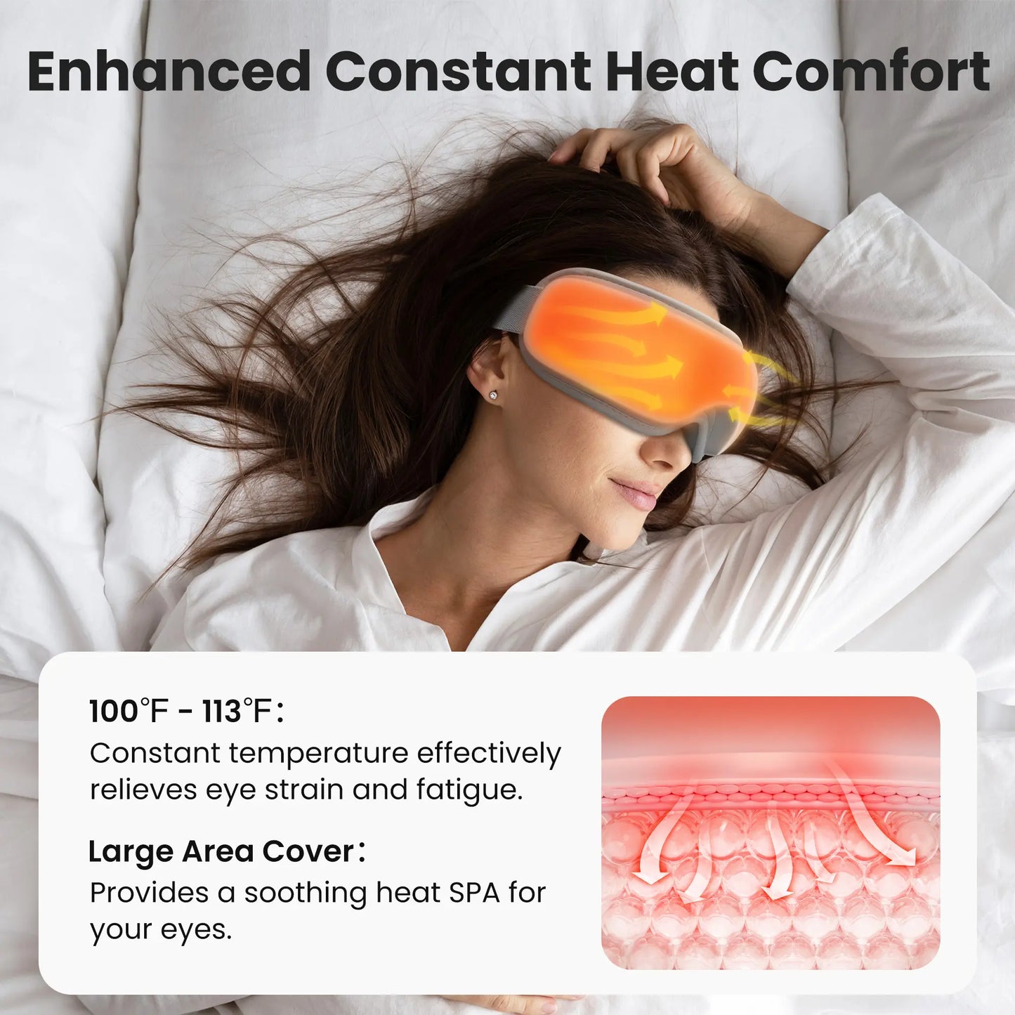 Nekteck Heated Eye Massager with Bluetooth – Comfort Eye Mask, 5 Massage Modes, Auto-Off, Relaxation Gift for Men & Women