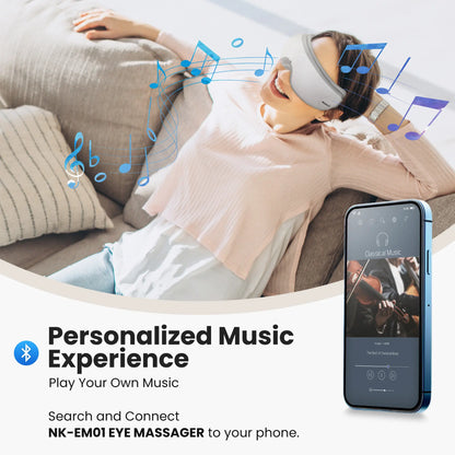 Nekteck Heated Eye Massager with Bluetooth – Comfort Eye Mask, 5 Massage Modes, Auto-Off, Relaxation Gift for Men & Women