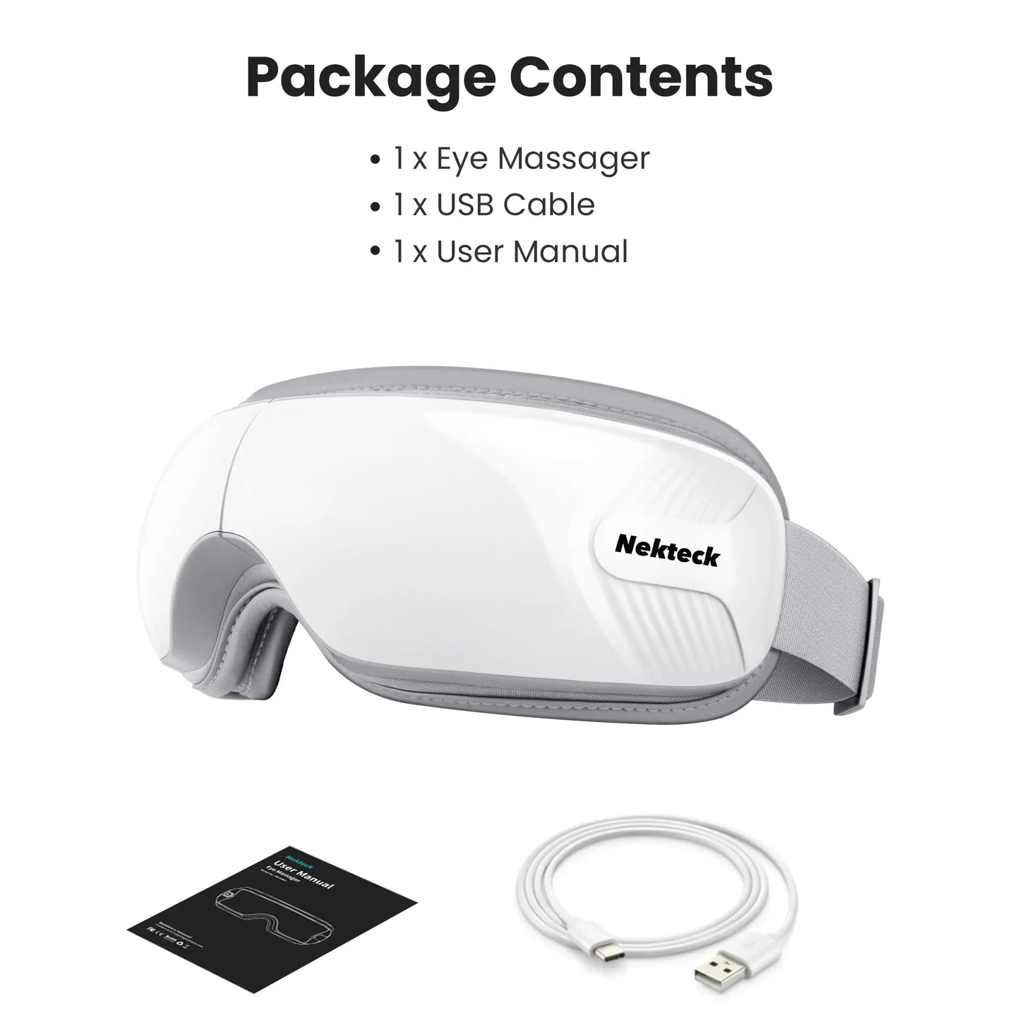 Nekteck Heated Eye Massager with Bluetooth – Comfort Eye Mask, 5 Massage Modes, Auto-Off, Relaxation Gift for Men & Women