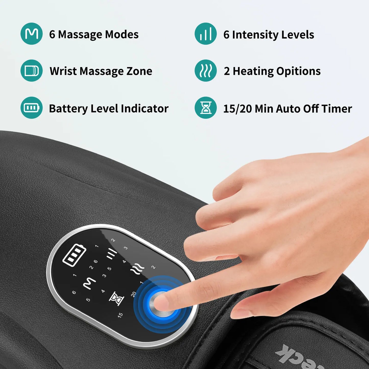 Nekteck Rechargeable Hand Massager with Heat – Air Compression Massage for Wrist, Palm and Fingers, 6 Adjustable Modes, Gift for Men & Women